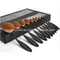 Beauty Accessory Makeup Factory 10 PCS Ensemble de brosse à maquillage ovale avec poignée flexible noire